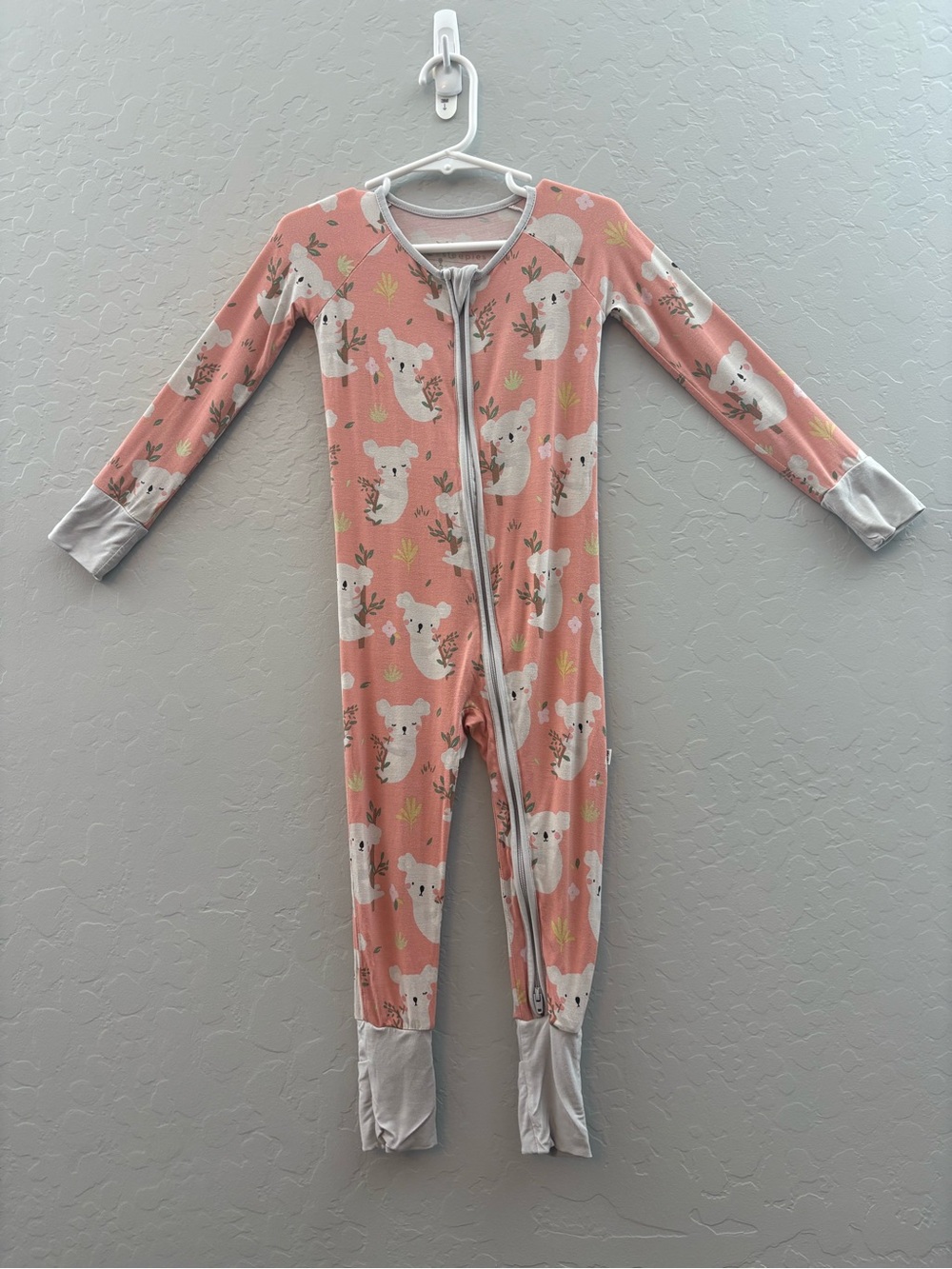 Little sleepies peach koala print convertible footie pajamas set 18-24 months